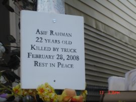 A plaque by the ghost bike
