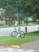 The memorial to Will with the backwards saddle