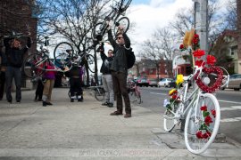 Photo by Dimitry Gudov http://gudphoto.com/bikenyc/2011/03/14/ghost-bike-memorial-ride-2011/